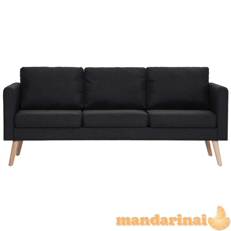 Trivietė sofa, juoda, audinys