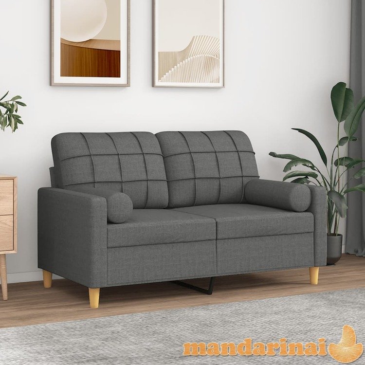 Dvivietė sofa su pagalvėlėmis, tamsiai pilka, 120cm, audinys