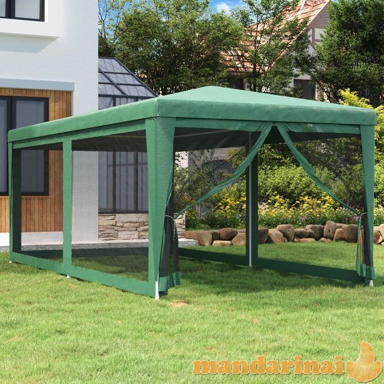 Proginė palapinė su 6 tinklinėmis sienomis, žalia, 3x6m, hdpe