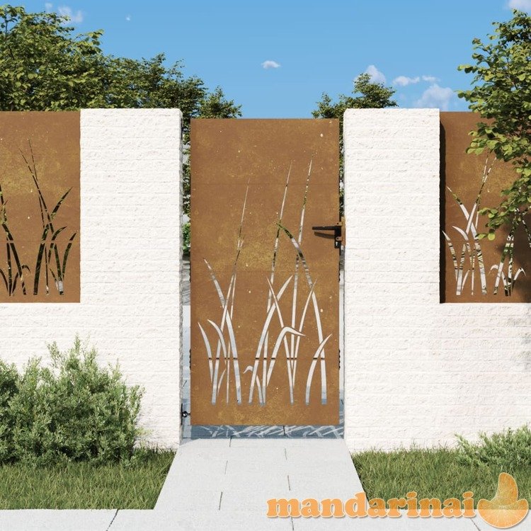 Sodo vartai, 85x200cm, corten plienas, žolės dizaino