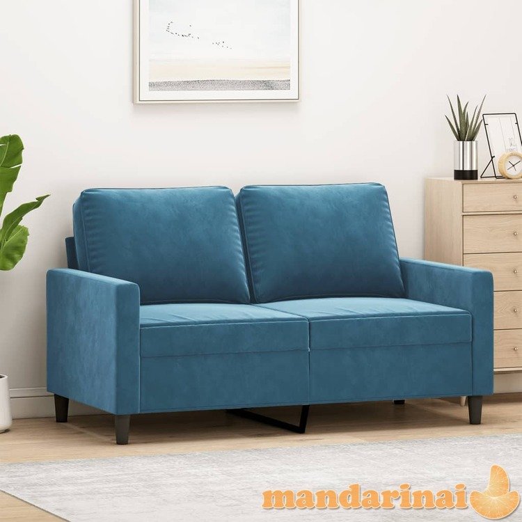 Dvivietė sofa, mėlynos spalvos, 120cm, aksomas