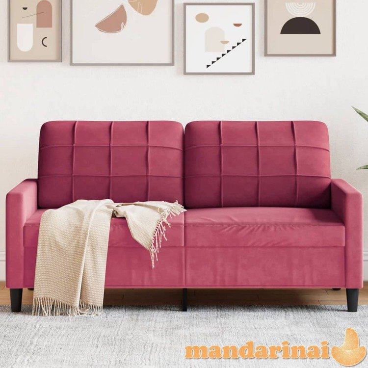 Dvivietė sofa, raudonojo vyno spalvos, 140cm, aksomas