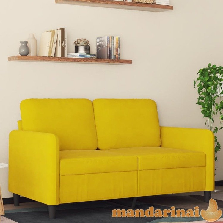 Dvivietė sofa, geltonos spalvos, 120cm, aksomas