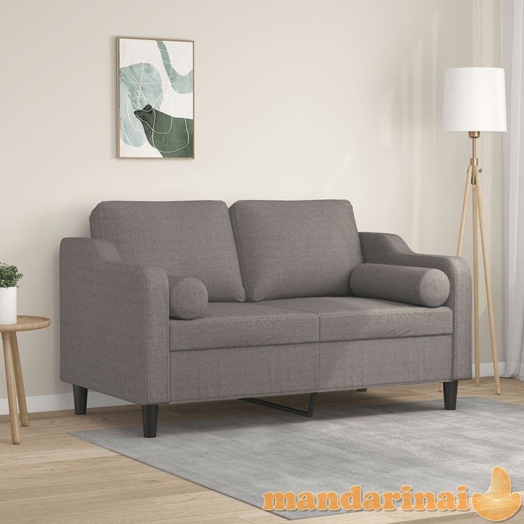 Dvivietė sofa su pagalvėlėmis, taupe spalvos, 120cm, audinys