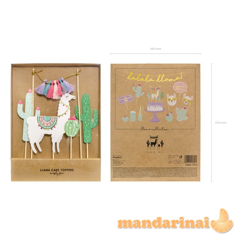 Cake toppers Llama, 9-20cm (1 pkt / 5 pc.)