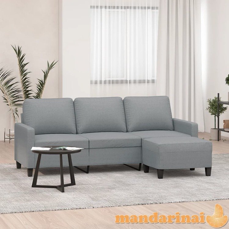 Trivietė sofa su pakoja, šviesiai pilka, 180cm, audinys