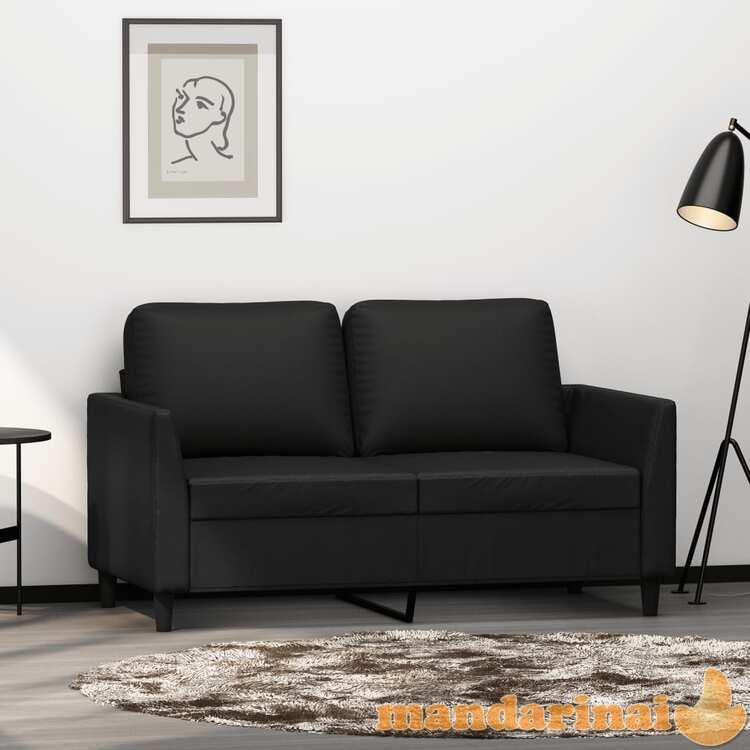 Dvivietė sofa, juodos spalvos, 120cm, dirbtinė oda