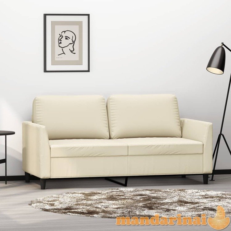 Dvivietė sofa, kreminės spalvos, 140cm, dirbtinė oda