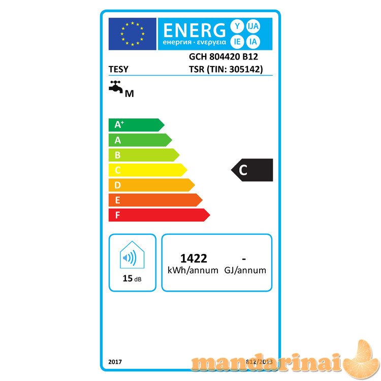 Elektrinis vandens šildytuvas TESY GCH80 horizontalus