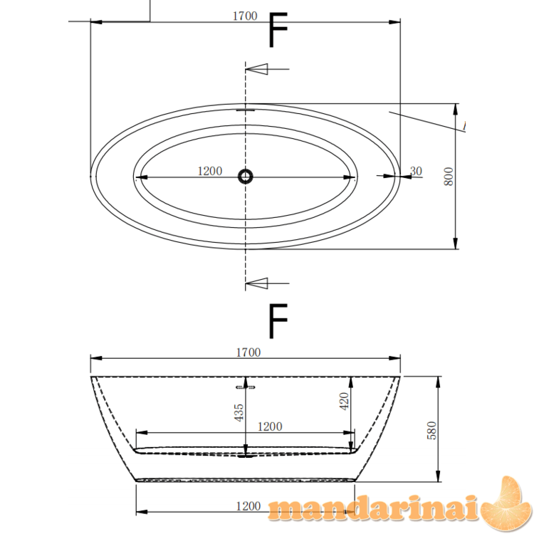 Akrilinė vonia OVAL 231 balta