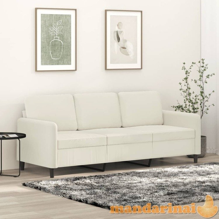 Trivietė sofa, kreminės spalvos, 180cm, aksomas