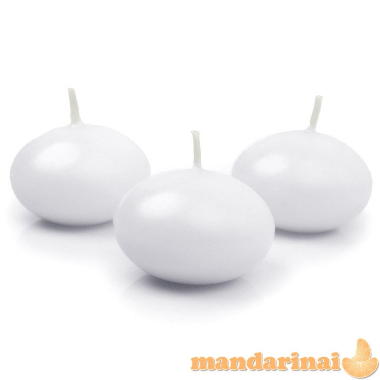 Floating candle disc, matt, white, 5cm (1 pkt / 10 pc.)