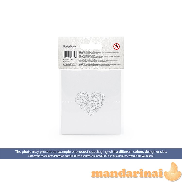 Place Cards Heart, 9 x 6.5cm (1 pkt / 10 pc.)