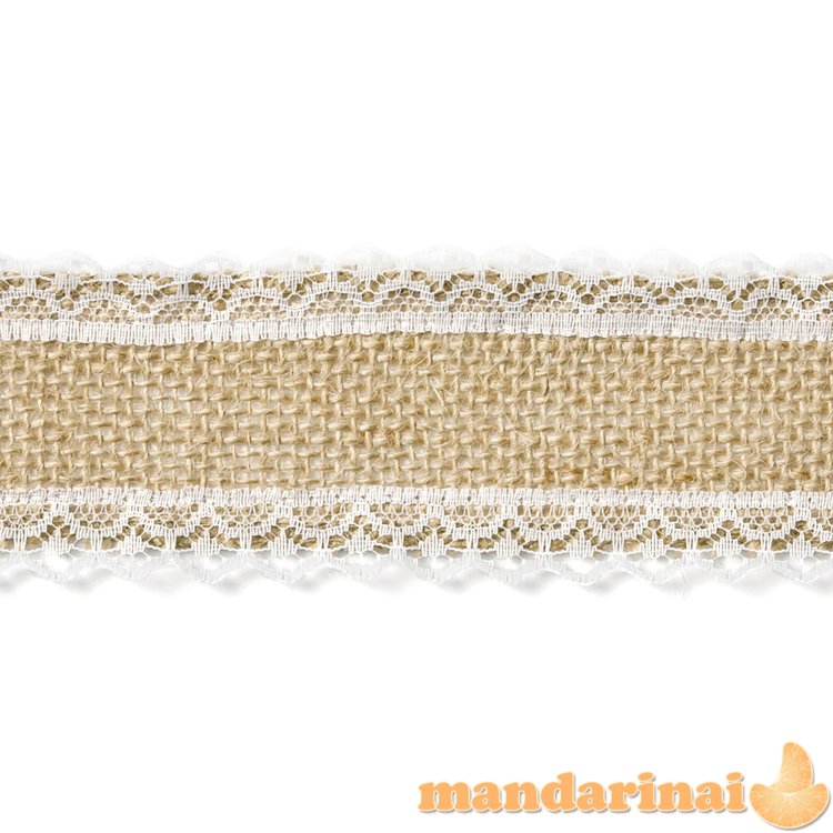 Jute tape with lace, 5x500cm