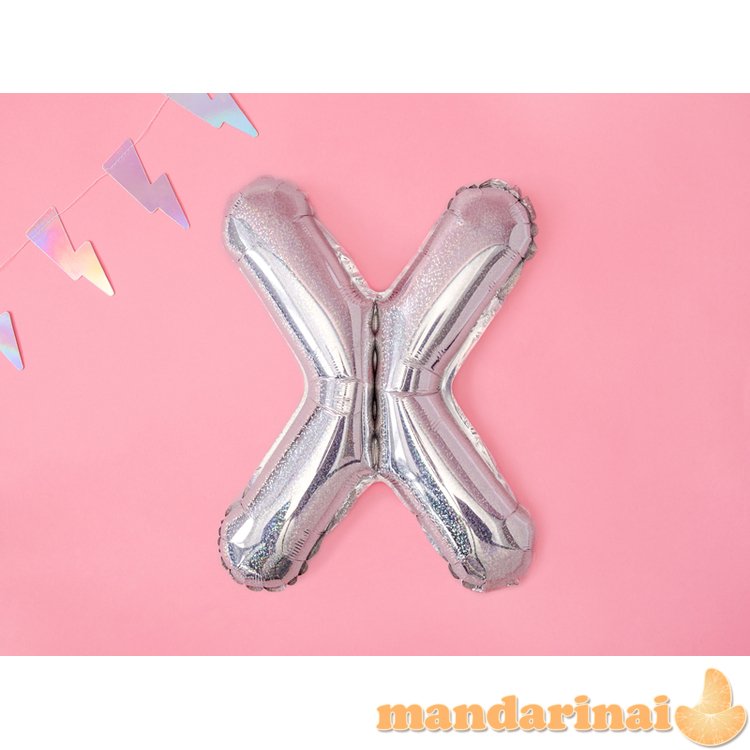 Foil Balloon Letter X , 35cm, holographic