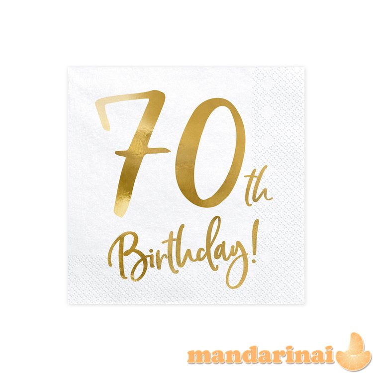 Napkins 70th Birthday, white, 33x33cm (1 pkt / 20 pc.)