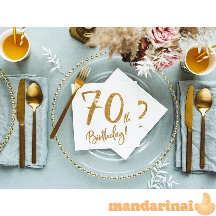 Napkins 70th Birthday, white, 33x33cm (1 pkt / 20 pc.)