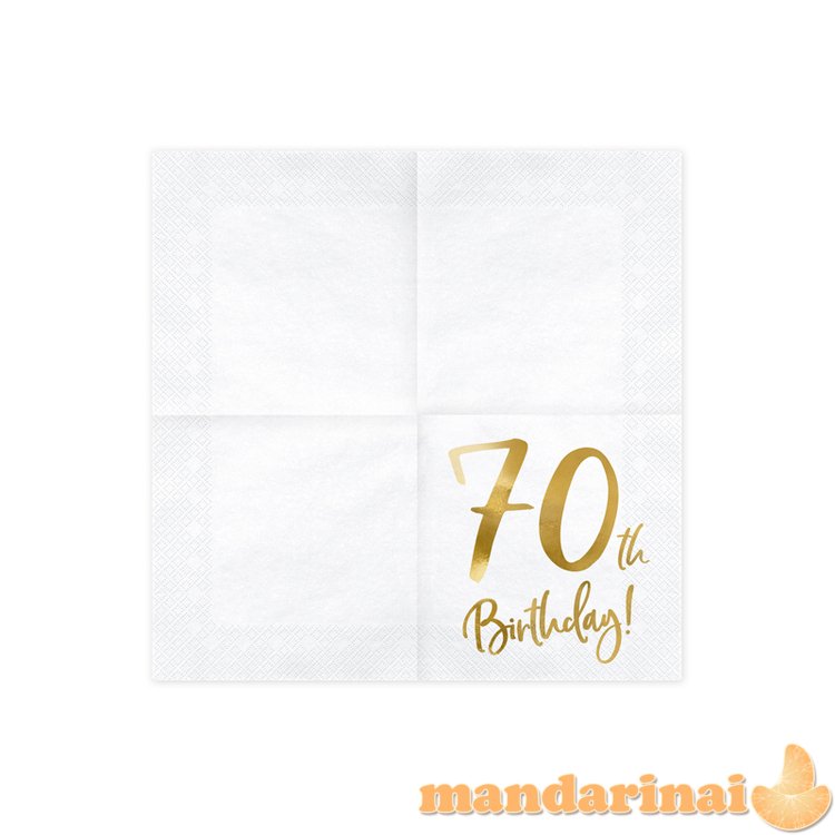 Napkins 70th Birthday, white, 33x33cm (1 pkt / 20 pc.)