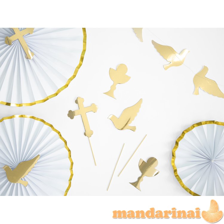 Cake toppers First Communion, gold, 31.5cm (1 pkt / 6 pc.)