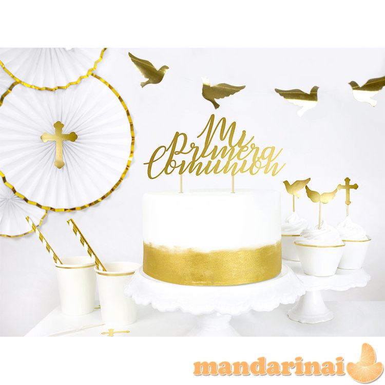 Cake toppers First Communion, gold, 31.5cm (1 pkt / 6 pc.)