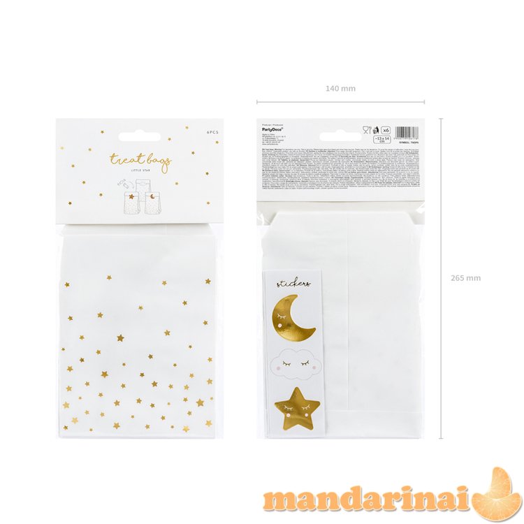 Treat bags Little Star, 13x14cm (1 pkt / 6 pc.)