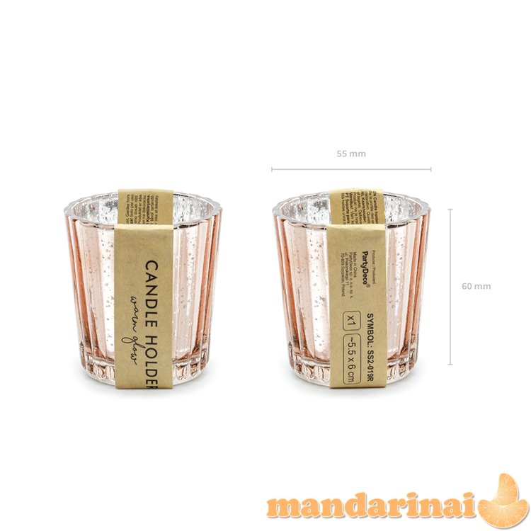 Candle holder, rose gold, 6cm (1 pkt / 4 pc.)