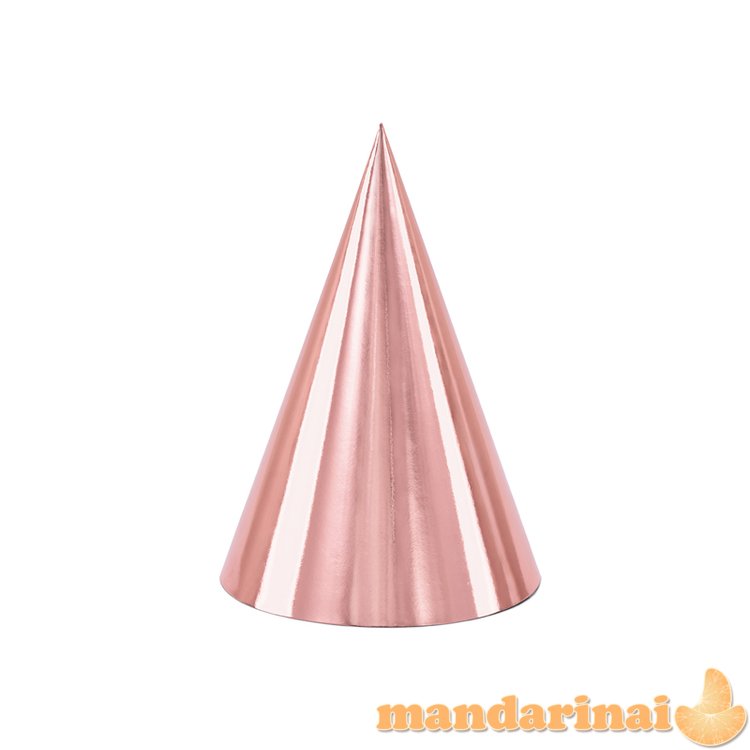 Party hats, rose gold, 16cm (1 pkt / 6 pc.)