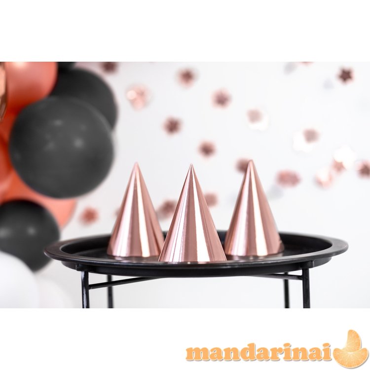 Party hats, rose gold, 16cm (1 pkt / 6 pc.)