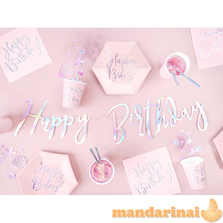 Napkins Happy Birthday, light powder pink, 33x33cm (1 pkt / 20 pc.)