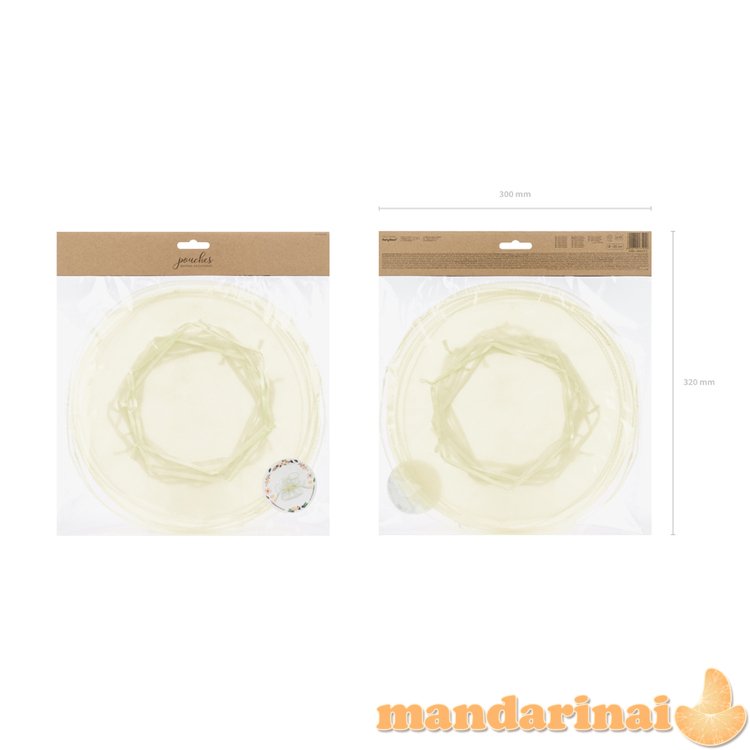 Organza pouches, cream, 25cm (1 pkt / 10 pc.)