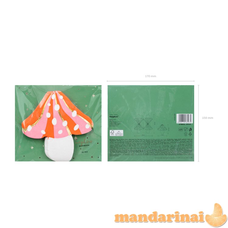 Napkins Mushroom, mix, 13x13.5cm (1 pkt / 20 pc.)