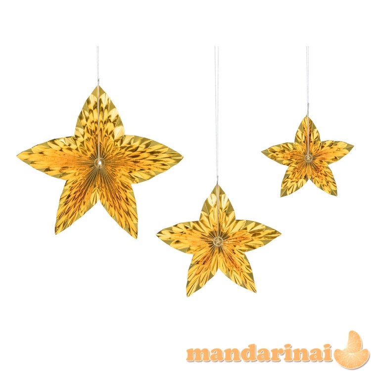 Decorative Rosettes Stars, gold (1 pkt / 3 pc.)