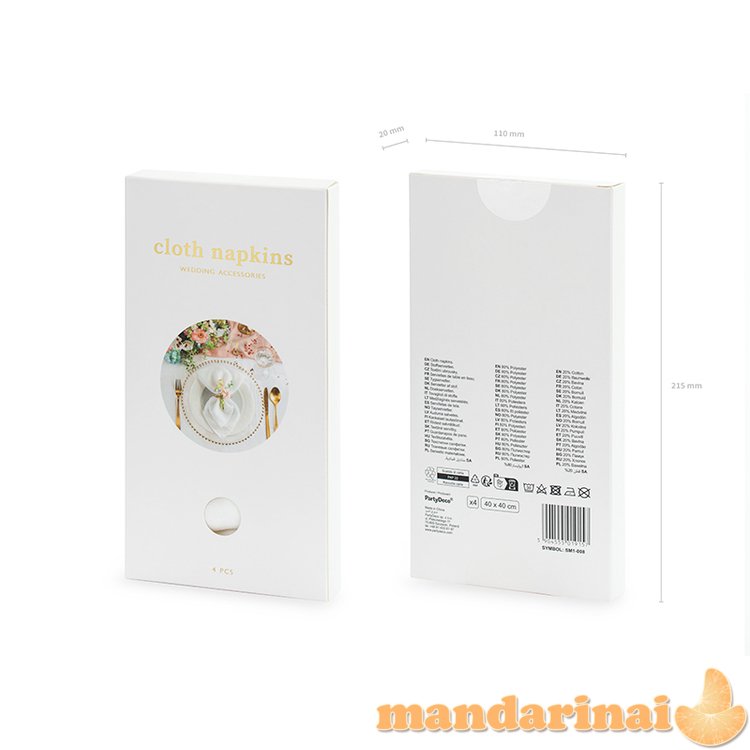 Cloth napkins, white, 40x40cm (1 pkt / 4 pc.)