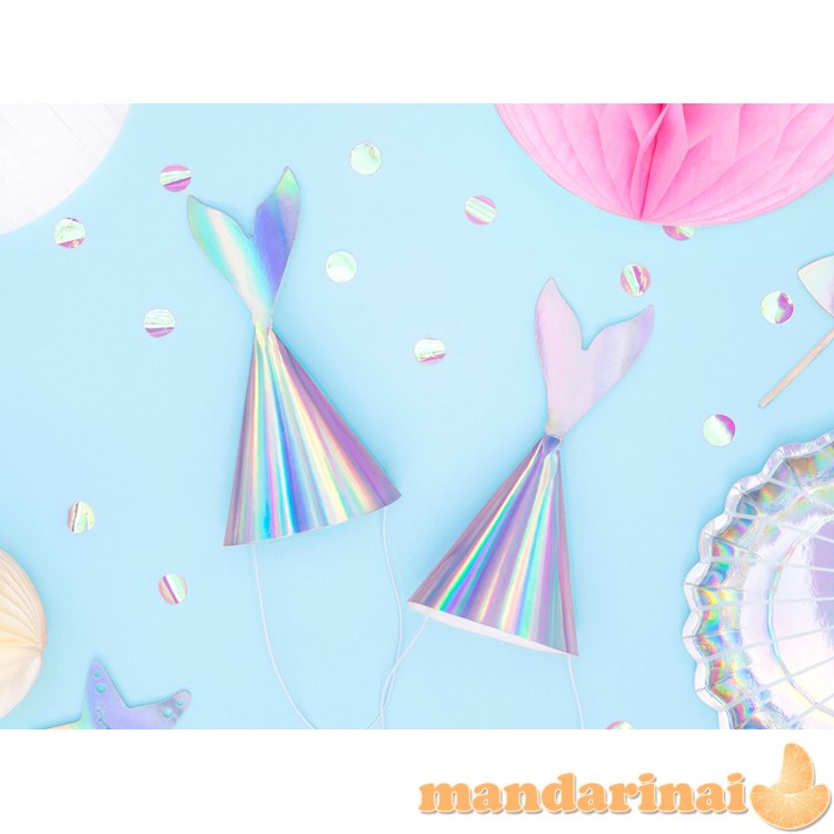 Party hats Mermaid, iridescent, 18cm (1 pkt / 6 pc.)