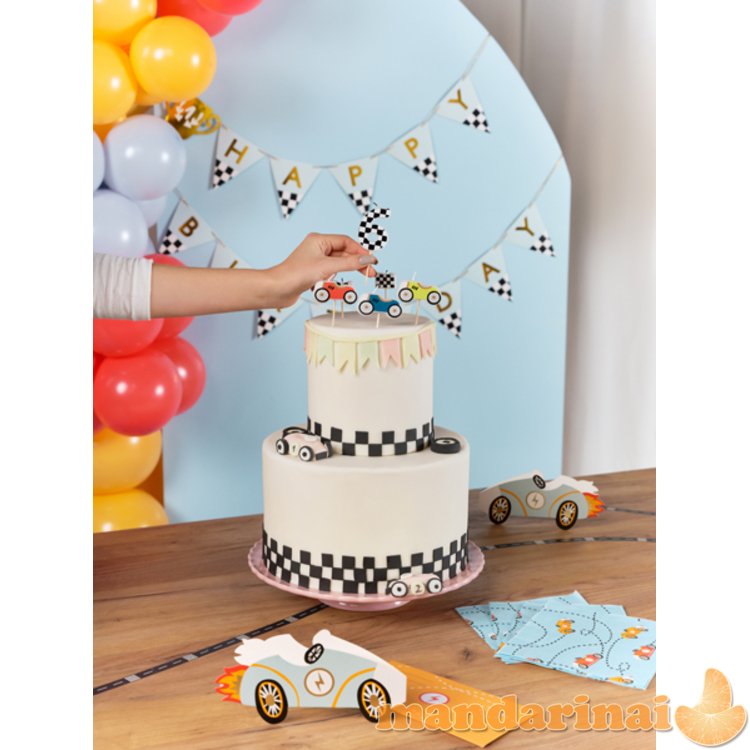 Birthday candles Racing Cars, 2-3 cm, mix (1 pkt / 5 pc.)