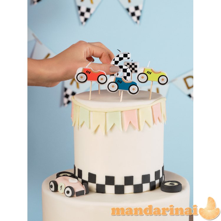 Birthday candles Racing Cars, 2-3 cm, mix (1 pkt / 5 pc.)