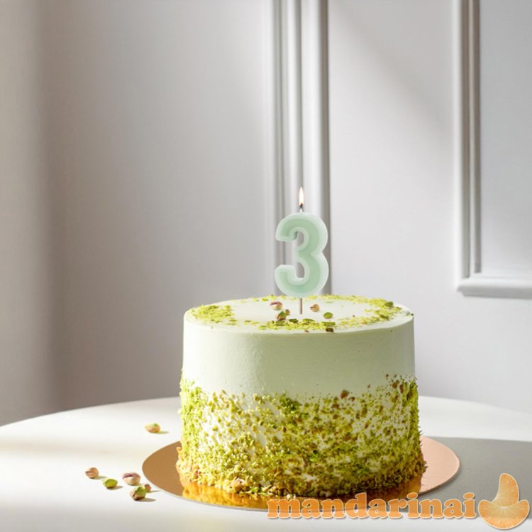 Birthday candle Number 3, green, 6 cm