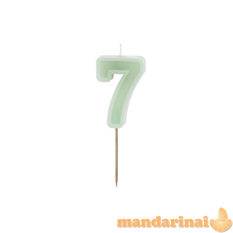 Birthday candle Number 7, green, 6 cm