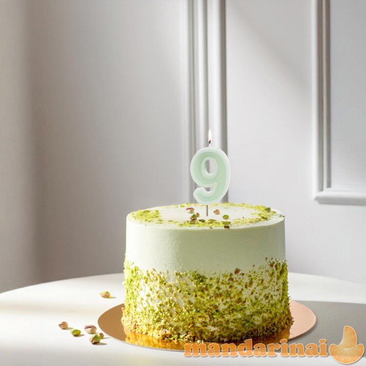 Birthday candle Number 9, green, 6 cm