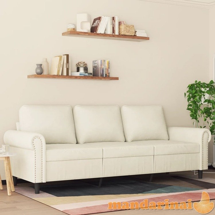 Trivietė sofa, kreminės spalvos, 180cm, aksomas