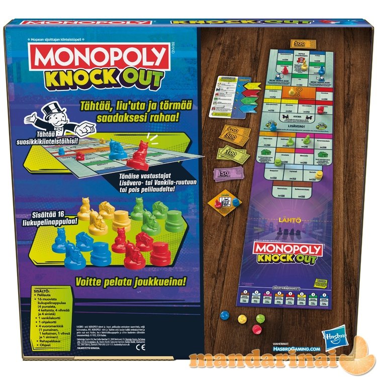 MONOPOLY Stalo žaidimas „Knockout“ (suomių kalba)