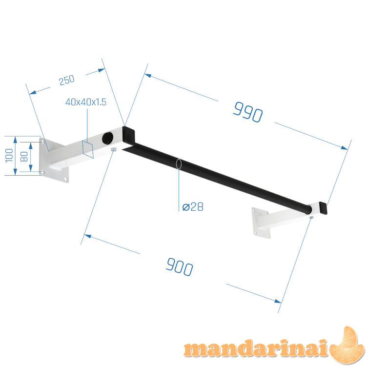 Prie sienos montuojamas skersinis SANRO LM-2 juodas, iki 150kg