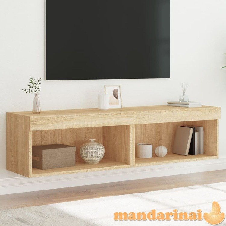 Tv spintelės su led lemputėmis, 2vnt., ąžuolo, 60x30x30cm