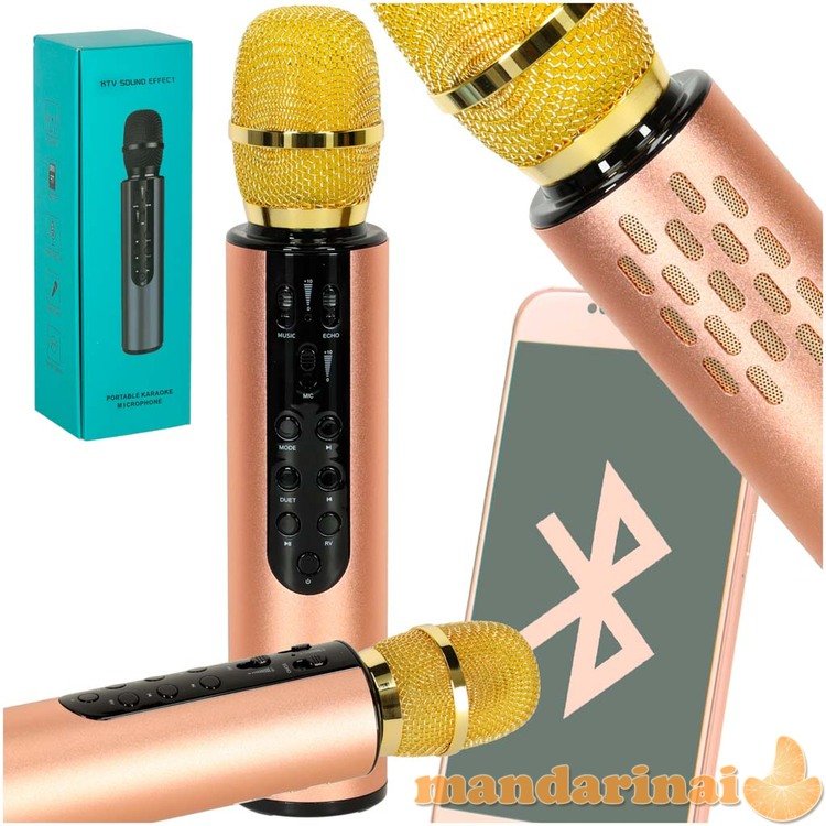 Bluetooth karaoke belaidis mikrofonas auksinis