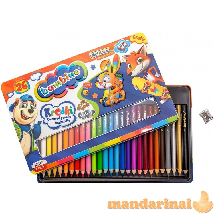 BAMBINO Crayons medinio rėmo metalinė dėžutė