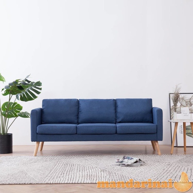 Trivietė sofa, mėlyna, audinys