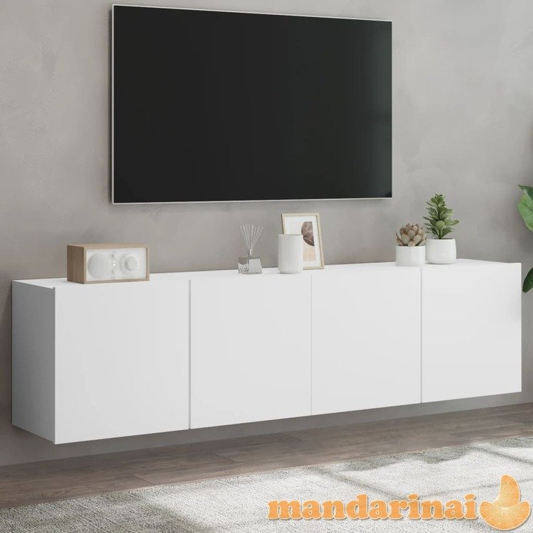 Prie sienos montuojamos tv spintelės, 2vnt., baltos, 80x30x41cm