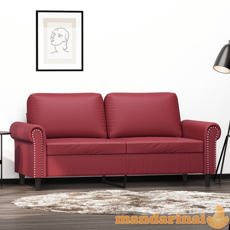 Dvivietė sofa, raudonojo vyno spalvos, 140cm, dirbtinė oda