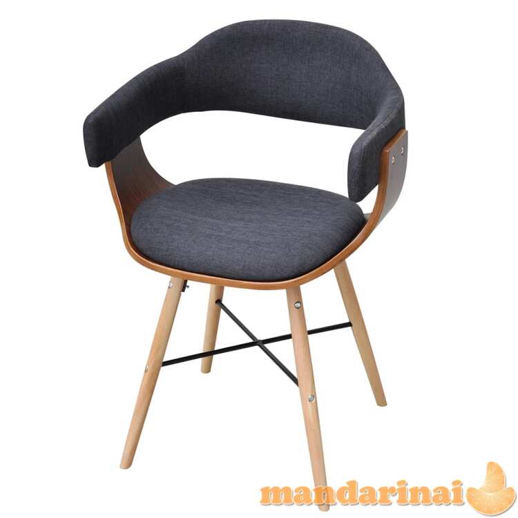 Valgomojo kėdės, 2vnt., tamsiai pilkos, mediena ir audinys