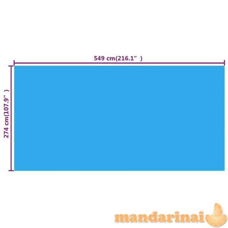 Stačiakampis baseino uždangalas, 549 x 274 cm, pe, mėlynas